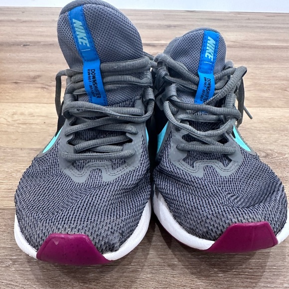 NIKE DOWNSHIFTER Womens Size 7 Black Gray Turquoise Purple Sneakers - Picture 7 of 11